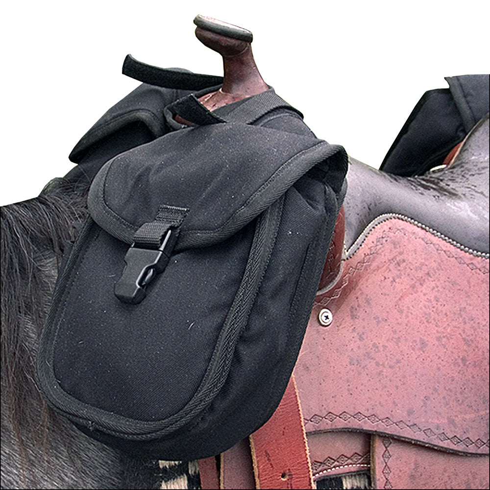 Small Classic Equine Horn Saddle Bag W/ Criss Cross Straps Black