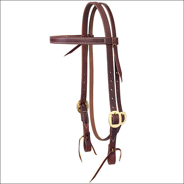 3/4" Weaver Working Cowboy Economy Browband Horse Leather Headstall Solid Brass