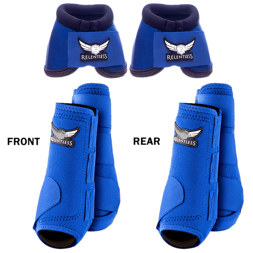 Blue Cactus Ropes Trevor Brazile Relentless Front Rear Sport Bell Boot 6 Pack Horse Leg Small Medium Large