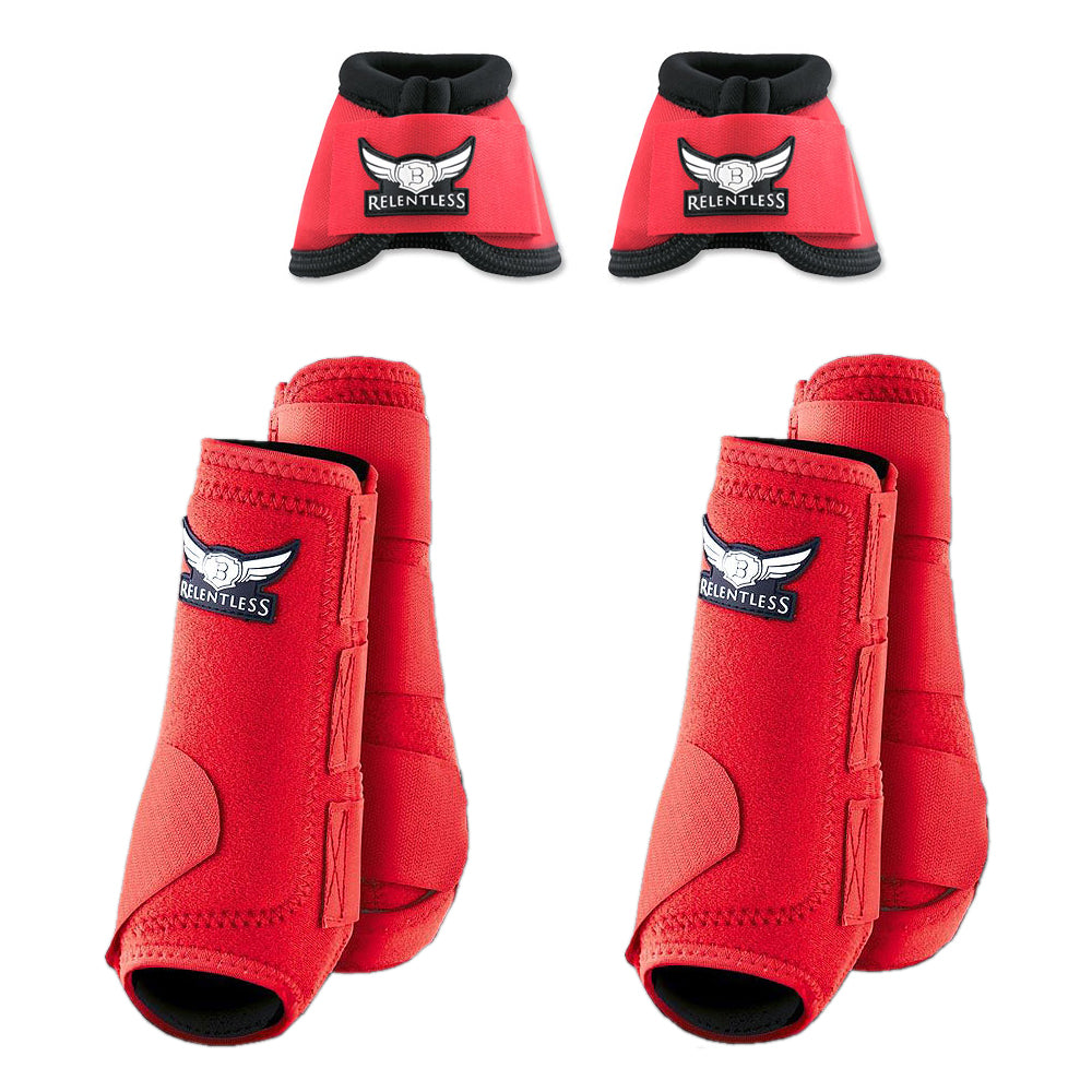Red Cactus Ropes Trevor Brazile Relentless Front Rear Sport Bell Boot 6 Pack Horse Leg Small Medium Large