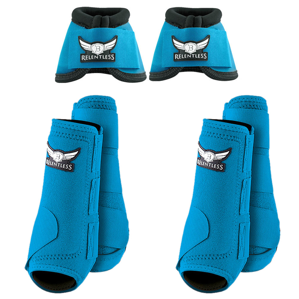 Turquoise Cactus Ropes Trevor Brazile Relentless Front Rear Sport Bell Boot 6 Pack Horse Leg Small Medium Large