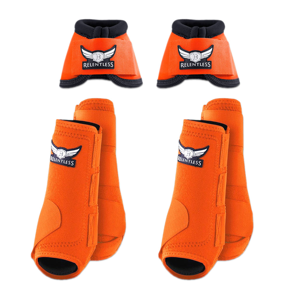 Orange Cactus Ropes Trevor Brazile Relentless Front Rear Sport Bell Boot 6 Pack Horse Leg Small Medium Large