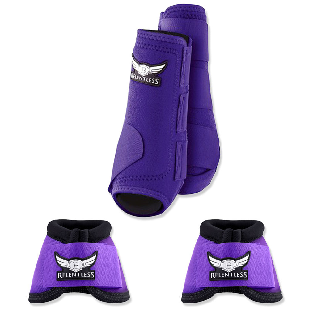 Purple Cactus Ropes Trevor Brazile Relentless 2 Front Sport Boot 2 Bell Boot Value Pack Horse Leg Small Medium Large