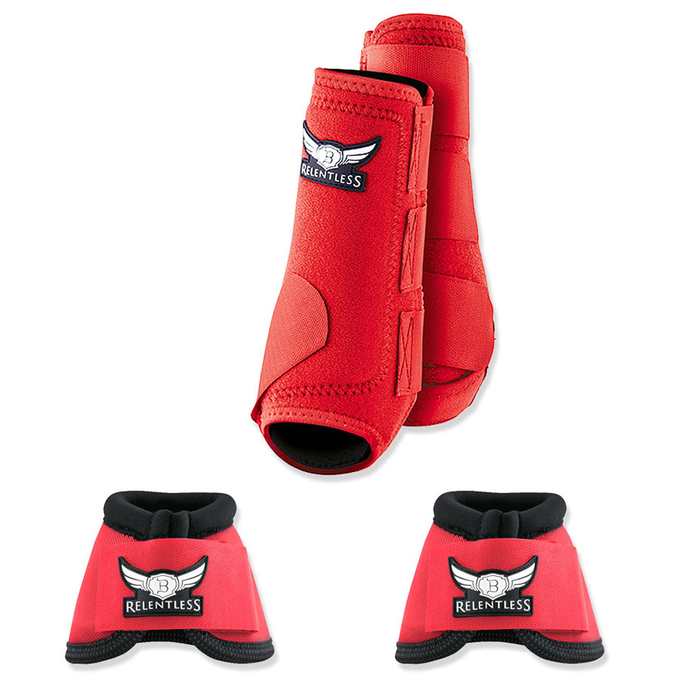 Red Cactus Ropes Trevor Brazile Relentless 2 Front Sport Boot 2 Bell Boot Value Pack Horse Leg Small Medium Large