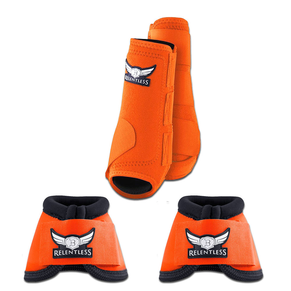 Orange Cactus Ropes Trevor Brazile Relentless 2 Front Sport Boot 2 Bell Boot Value Pack Horse Leg Small Medium Large