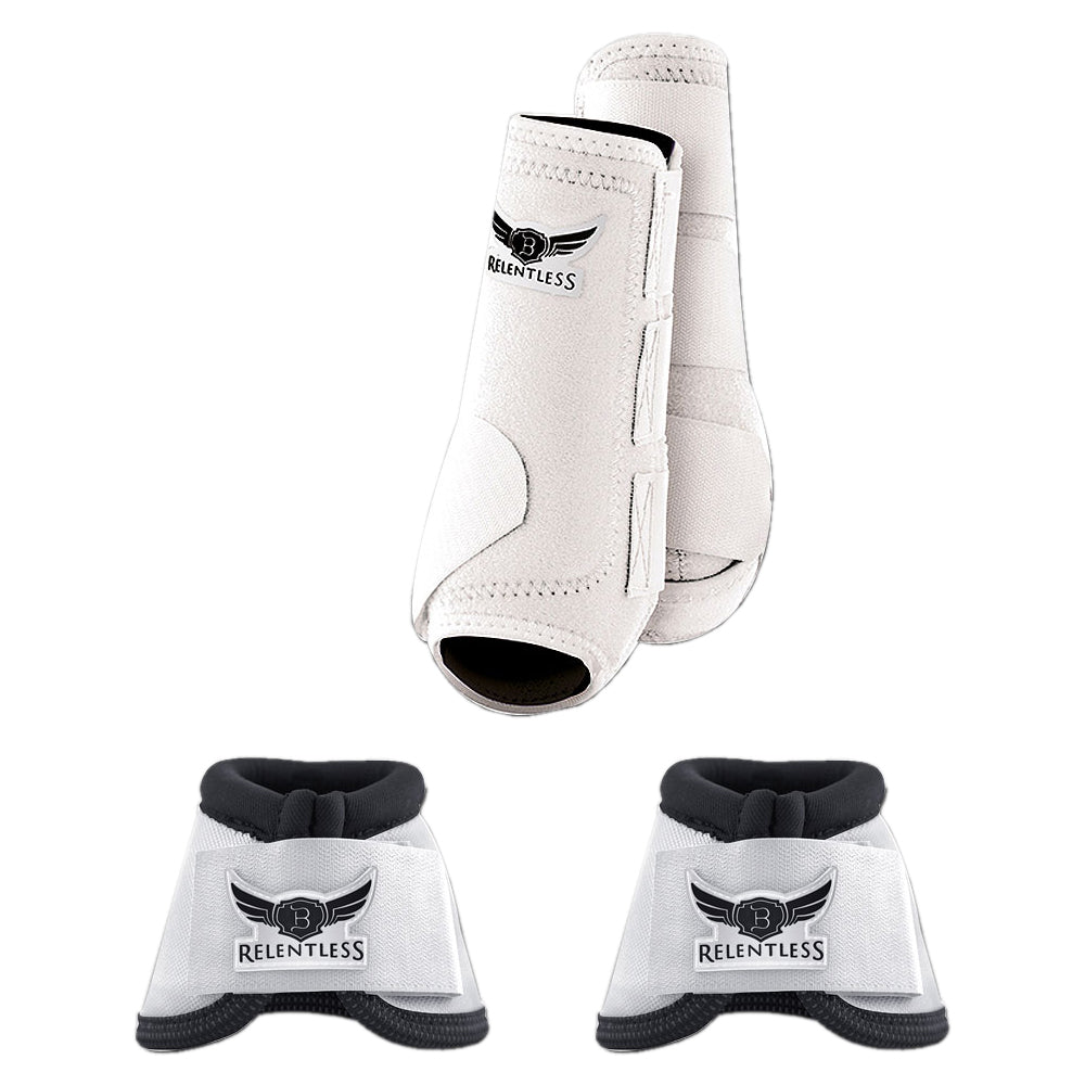 White Cactus Ropes Trevor Brazile Relentless 2 Front Sport Boot Bell Value Pack Horse Leg Small Medium Large