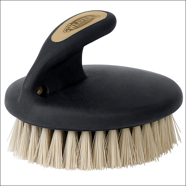 Weaver Leather Palm Held Coarse Horse Face Brush W/ Large Soft Bristles Black