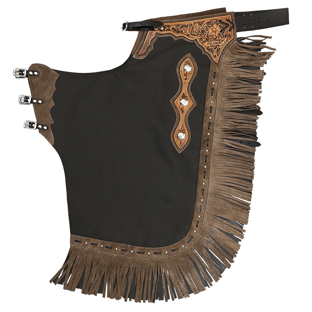 HILASON Bull Riding Chinks Adult Pro Rodeo Bronc Genuine Leather | Handmade Chaps Western for Adults Hand Tooled