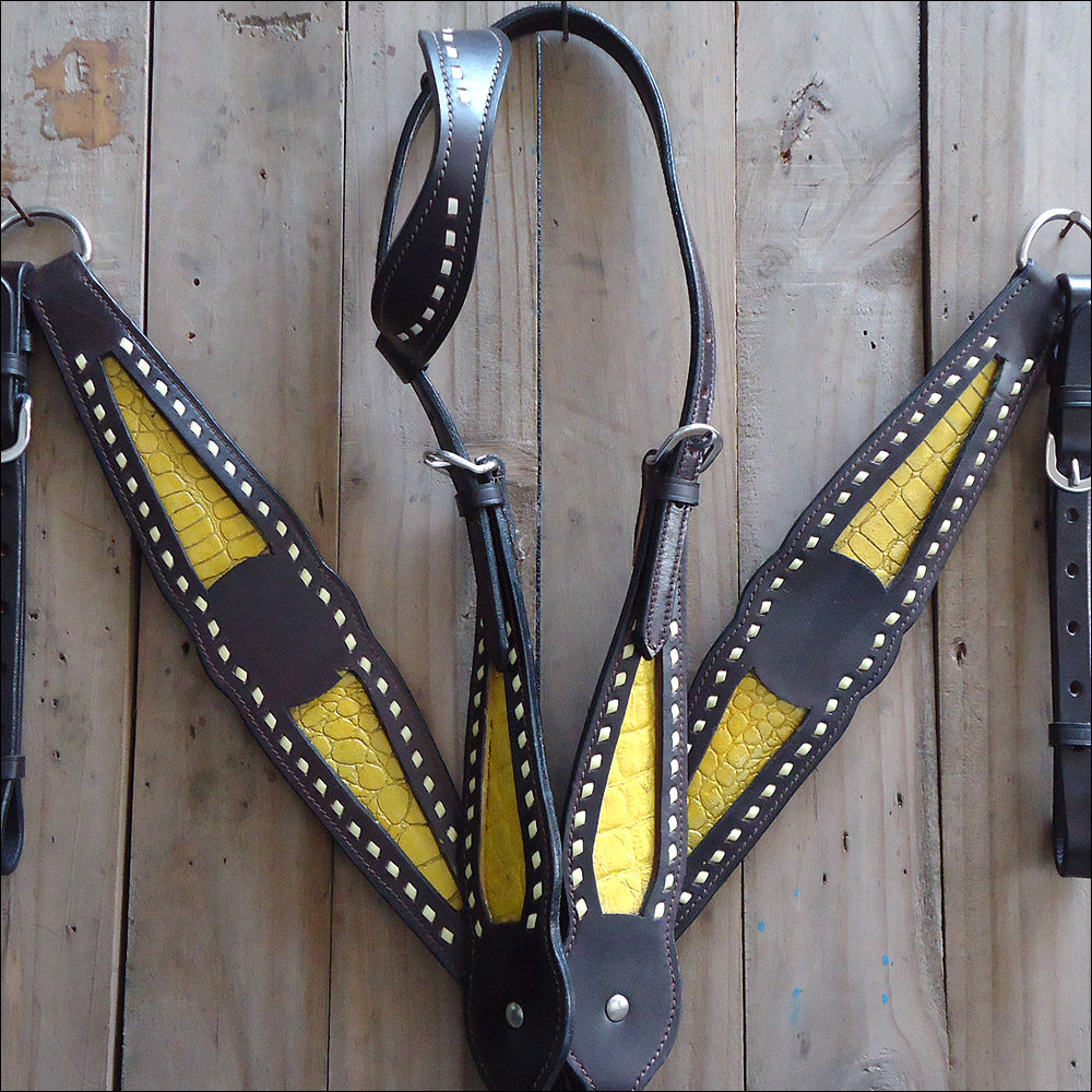 HILASON Western Genuine American Leather Horse Headstall & Breast Collar Set