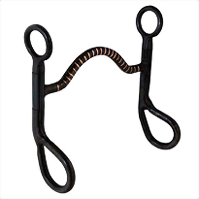 Hilason Black Steel Dog Bone Copper Inlay Mouth Horse Bit