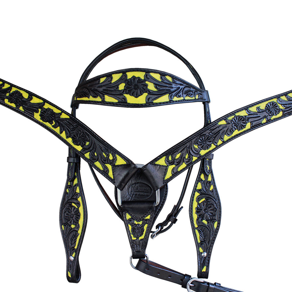 HILASON Western Horse Headstall Breast Collar Set Tack Genuine American Leather