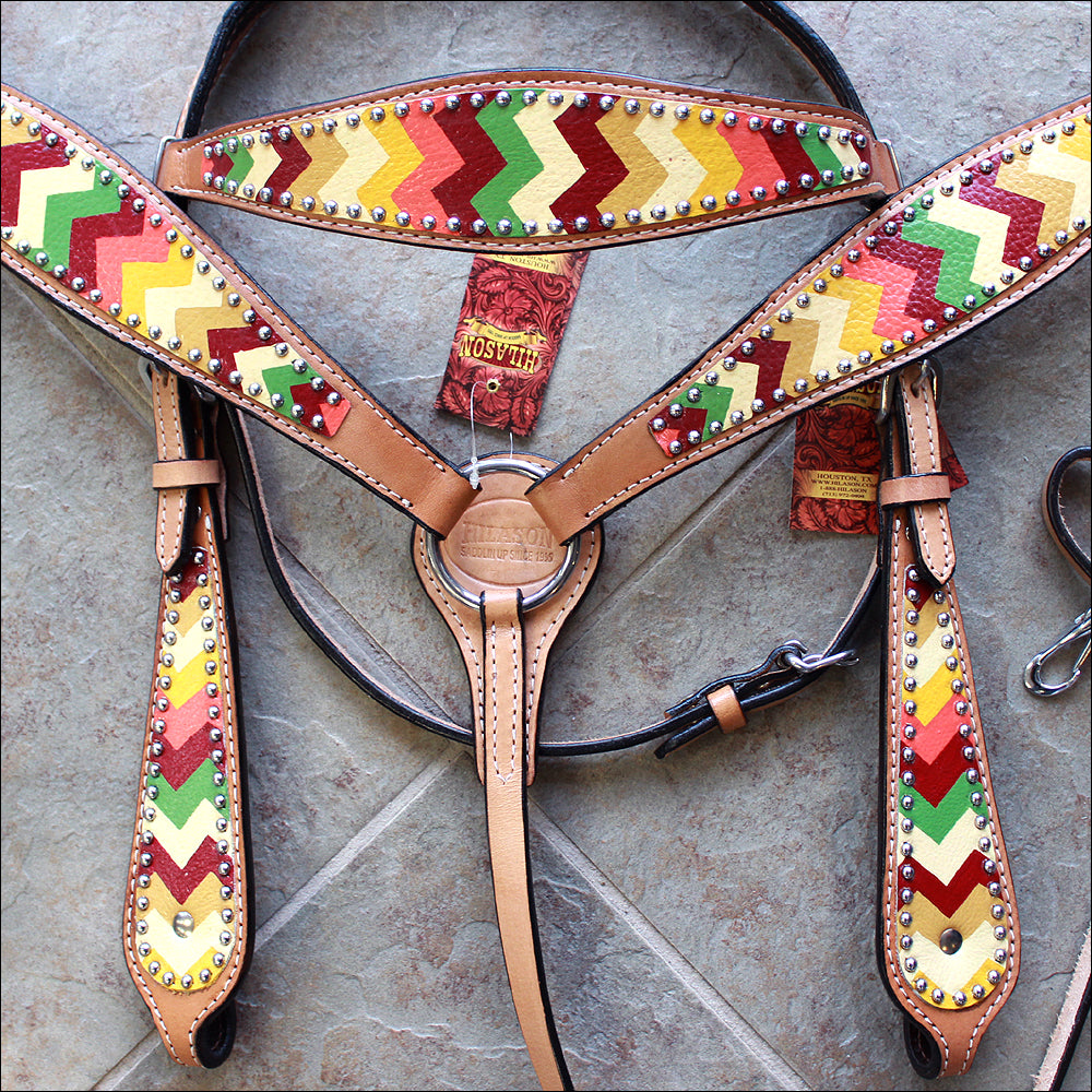 Western Horse Headstall Breast Collar Set Tack American Leather  Hilason