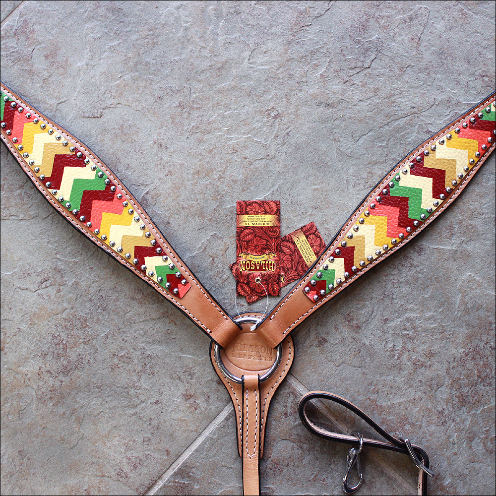 Hilason W. H. Breast Collar American Leather Aztec Hand Paint ...