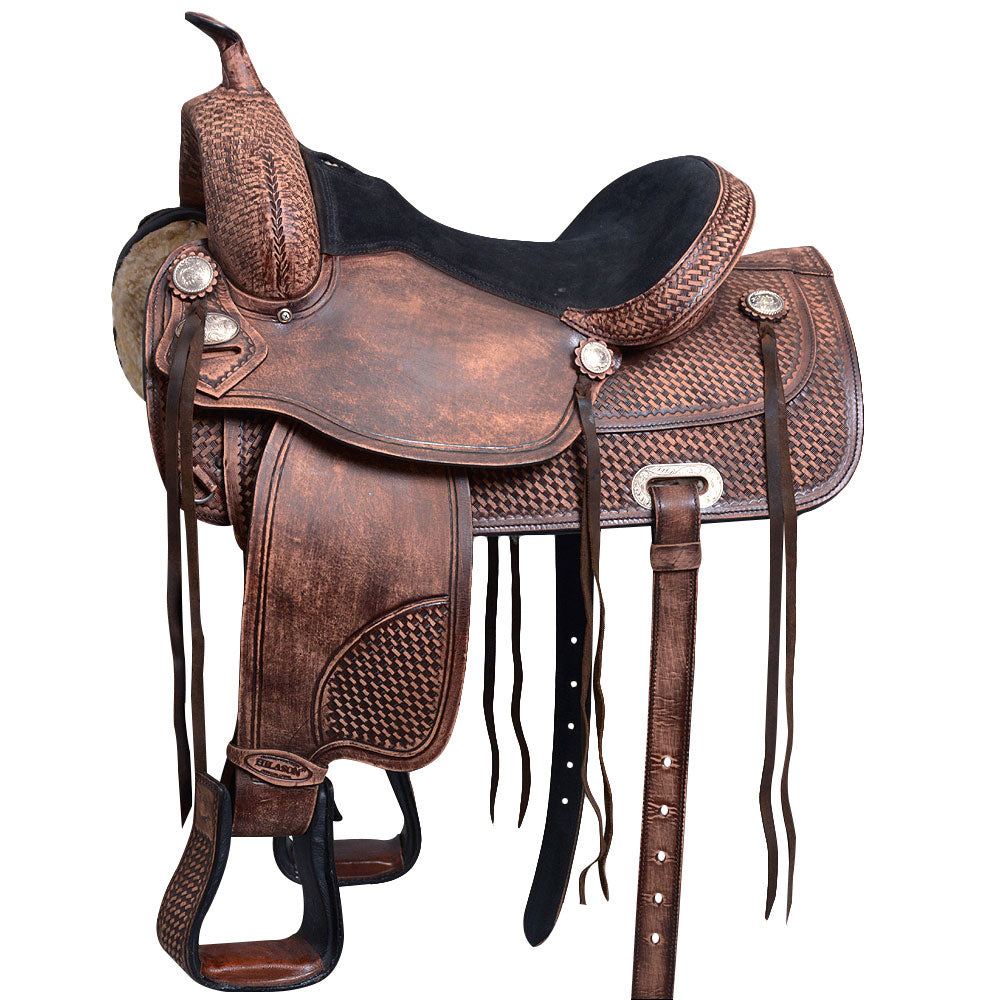 16 In Hilason genuine leather western Treeless Trail Pleasure Brown