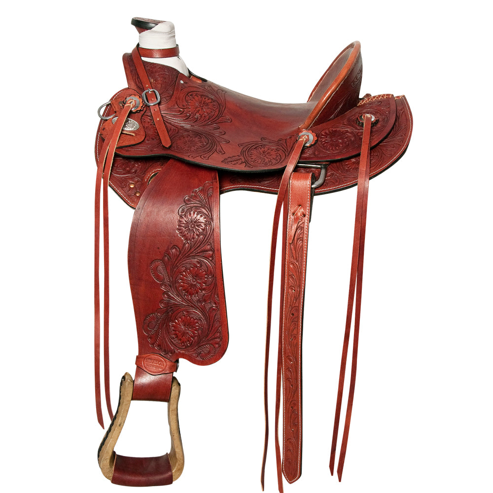 HILASON Western Horse Wade Saddle Leather Ranch Roping Mahogany | Hand Tooled & For Horses