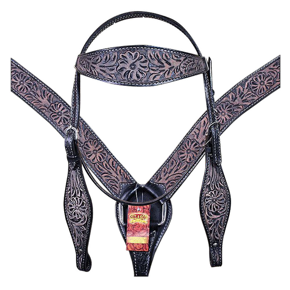 HILASON Western Horse Headstall Breast Collar Set Tack Genuine American Leather | For Horses Headstalls