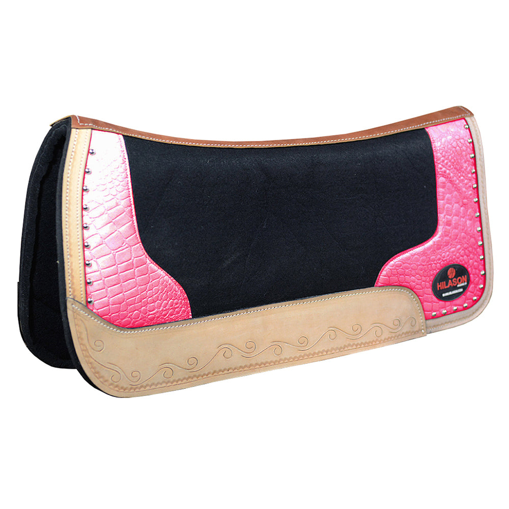 30 X 30 Western Wool Felt Horse Saddle Pad Alligator Print Leather