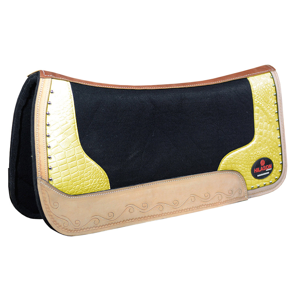 30 X 30 Western Wool Felt Horse Saddle Pad Alligator Print Leather