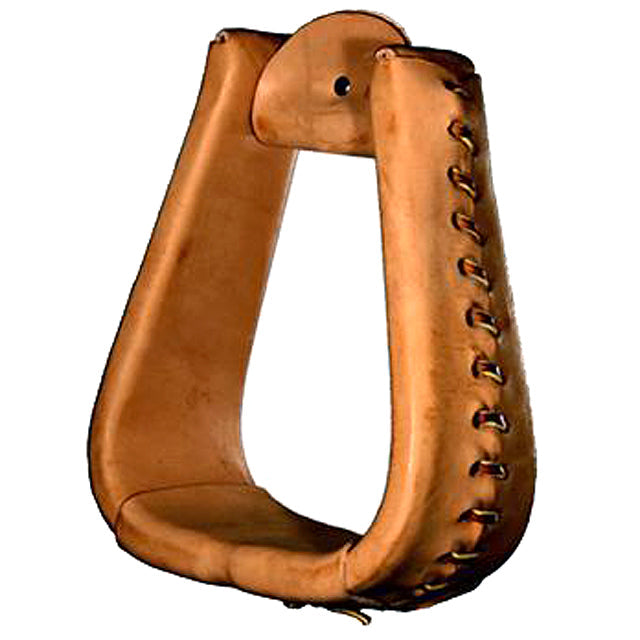 Circle Y Leather Laced Oversized Roper Stirrups Pair Regular Oil
