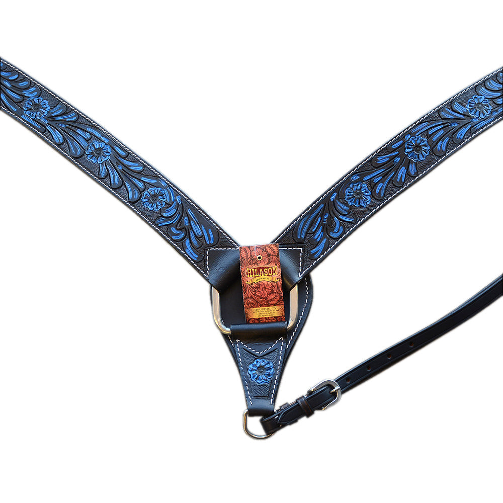 Hilason Western Horse Headstall & Breast Collar American Leather Black Tuquoise