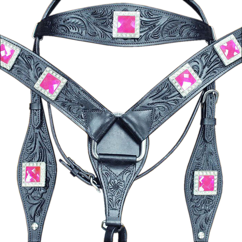 HILASON Western Horse Headstall Breast Collar Set Tack Genuine American Leather | For Horses Headstalls