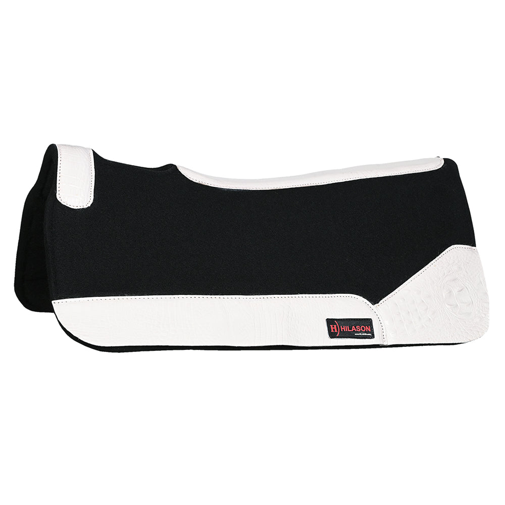 HILASON Western Wool Felt Horse Saddle Pad W/ Distressed Wear Leather | for Horses