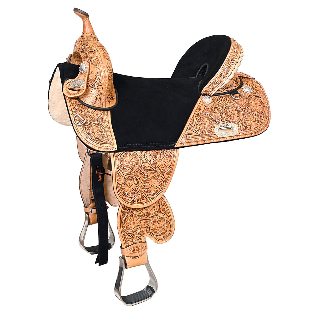 HILASON Western Horse Treeless Trail Barrel Saddle American Leather Tan | for Horses