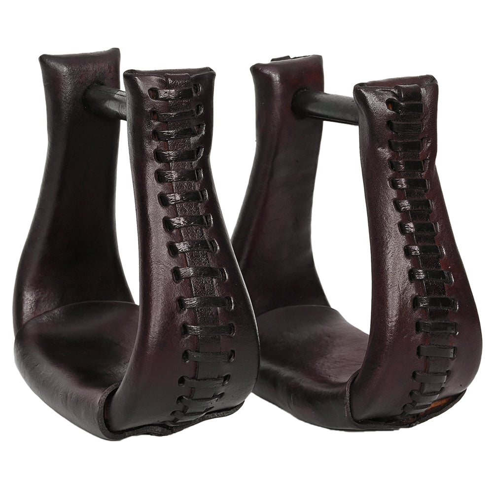 HILASON Western Saddle Bell Dark Oil Leather Horse Stirrups | Equestrian All-Purpose