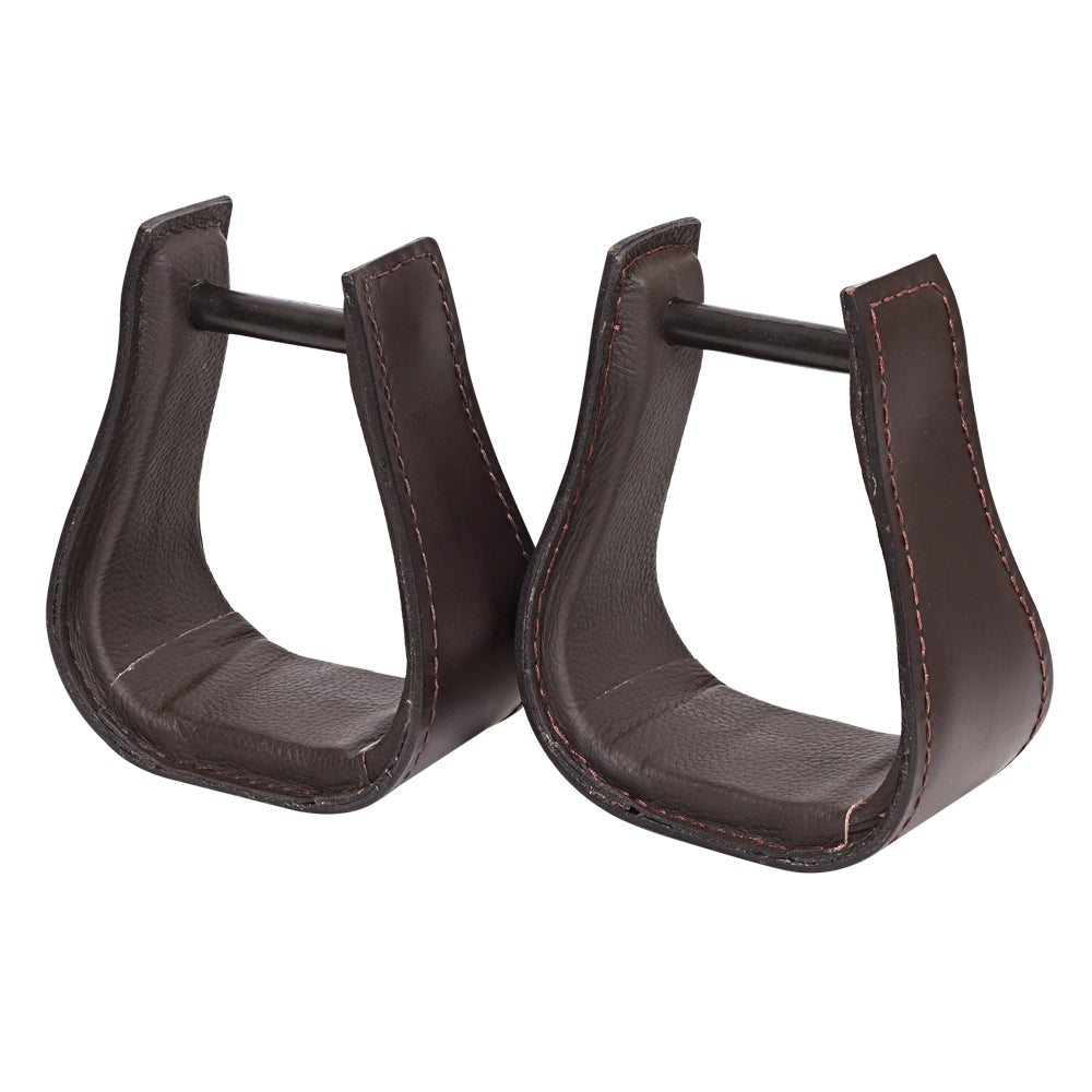Hilason Western Saddle Dark Brown Leather Covered Horse Stirrups