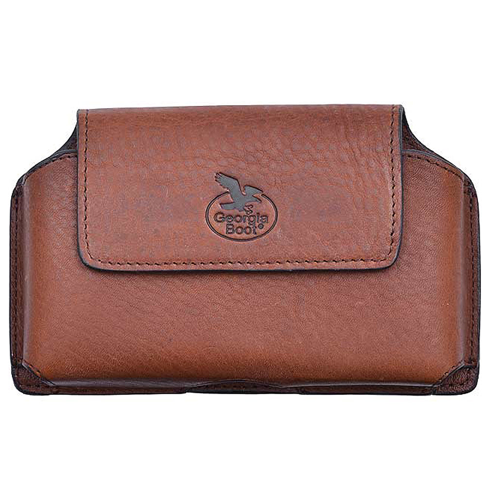 Georgia Boot Brown Grain Leather Large Smartphone Holder Magnetic Closure