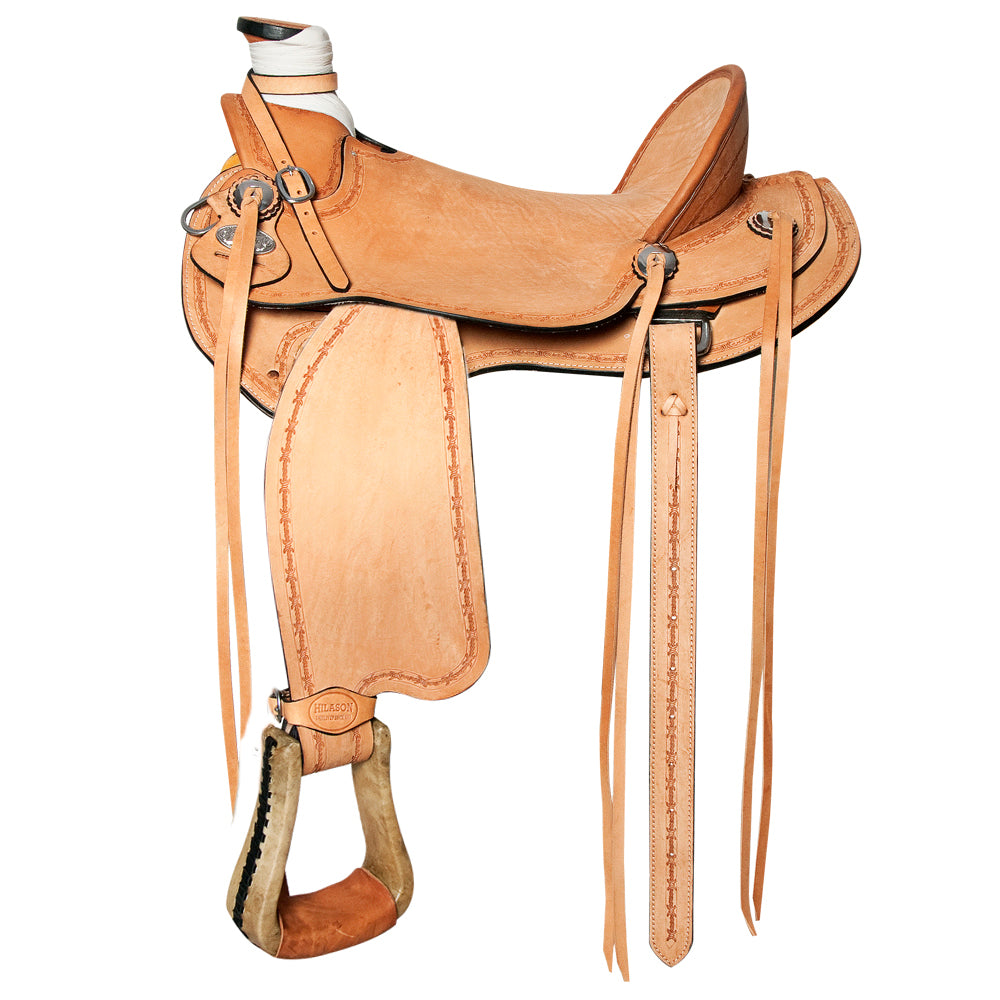 HILASON Western Horse Wade Saddle American Leather Ranch Roping Tan | Hand Tooled & For Horses