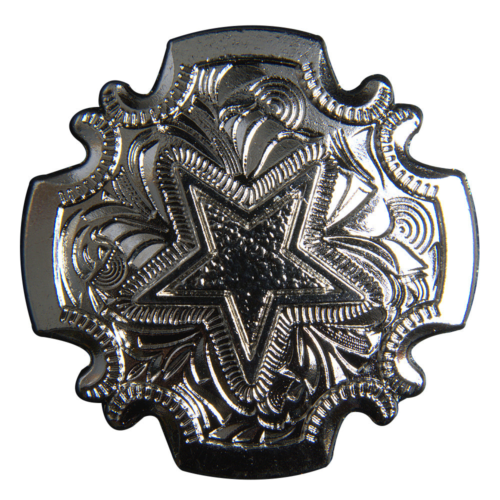 HILASON Western Screw Back Concho 1.5In Bright Silver Star Saddle Cowgirl | Belt Slotted Conchos