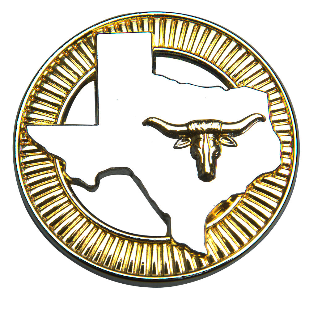 HILASON Screw Back Concho Texas Longhorn Gold Round Saddle Silver, Golod Color | Bridle Conchos Slotted