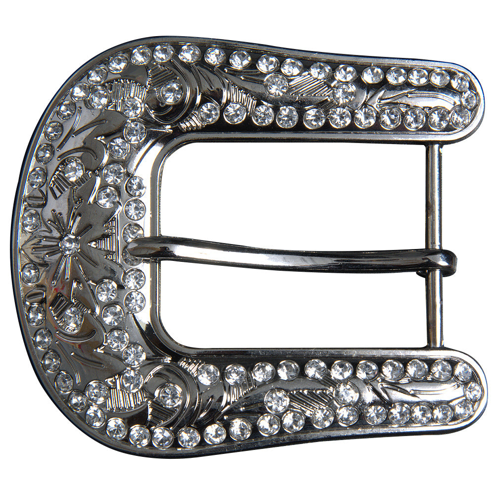 Hilason Western Crystal Bling Silver Belt Buckle (1.5 Inch Opening)
