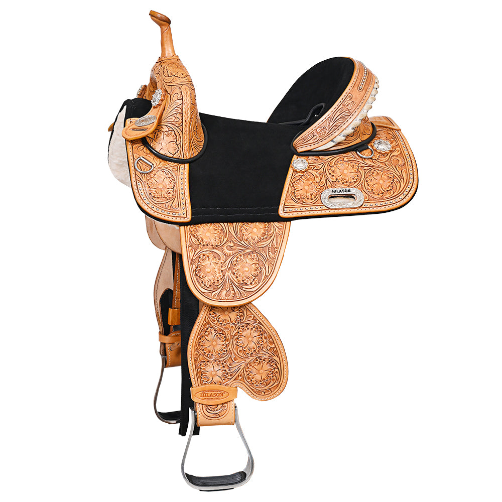 HILASON Child Treeless Horse Saddle Western American Leather Barrel | for Horses