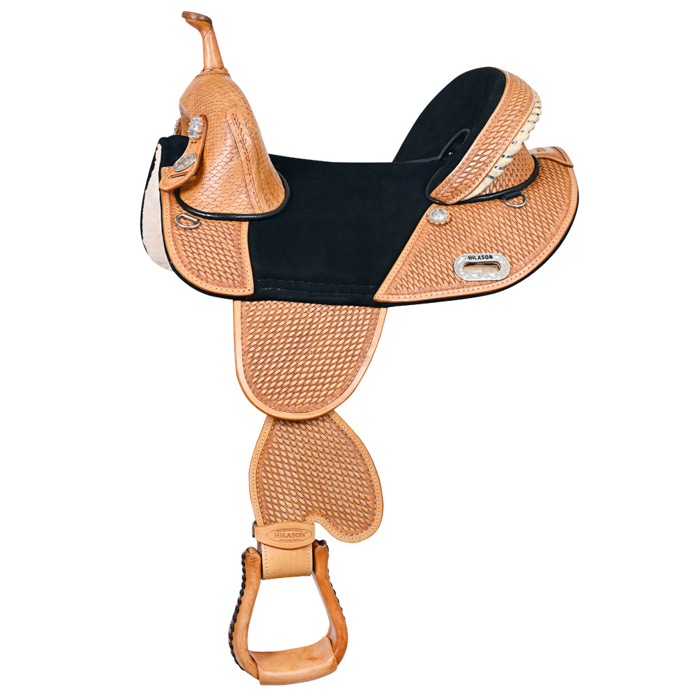 HILASON Western Horse Treeless Trail Barrel Saddle American Leather | for Horses