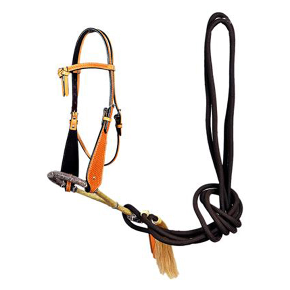 Western Horse Headstall Tack Bridle American Leather Bitless Rein Hilason