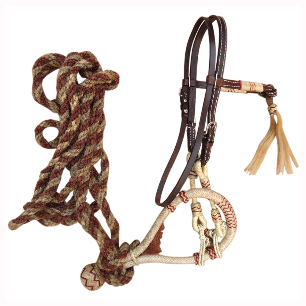 HILASON Western American Leather Bitless Bitfree Headstall Bosal Reins | Bridle for Horses Horse Headstalls