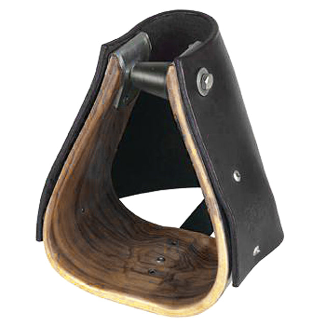 Tucker 1.5" Neck Oversize Military Hooded Ergobalance Horse Wood Stirrups Black