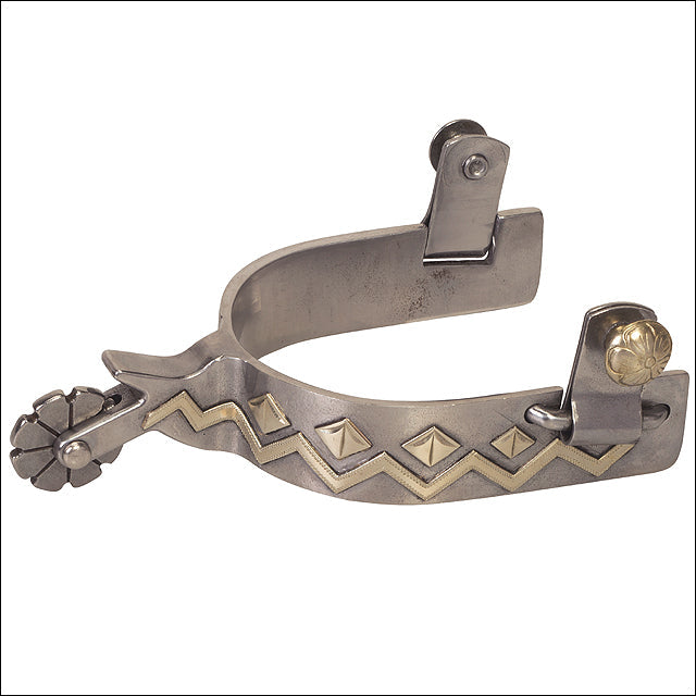 Weaver Mens Riding Spurs Sweet Iron Replaceable Rowels 1 1/2" Shank Silver Trim