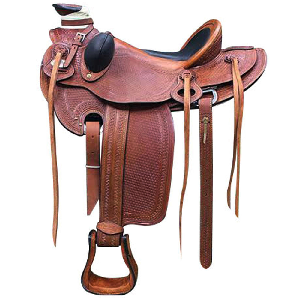 HILASON Western Horse Saddle American Leather Wade Ranch Roping Mahogany | Hand Tooled & For Horses