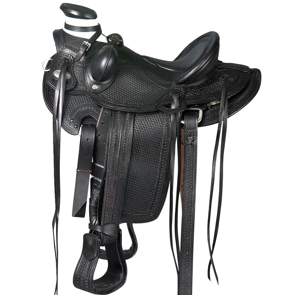 HILASON Western Horse Saddle American Leather Wade Ranch Roping Black | Hand Tooled & For Horses