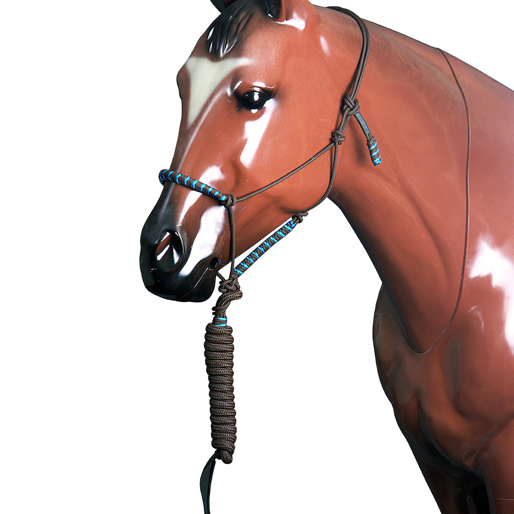 Classic Equine Premium Two Tone Polyster Nylon Durable Rope Halter Chocolate