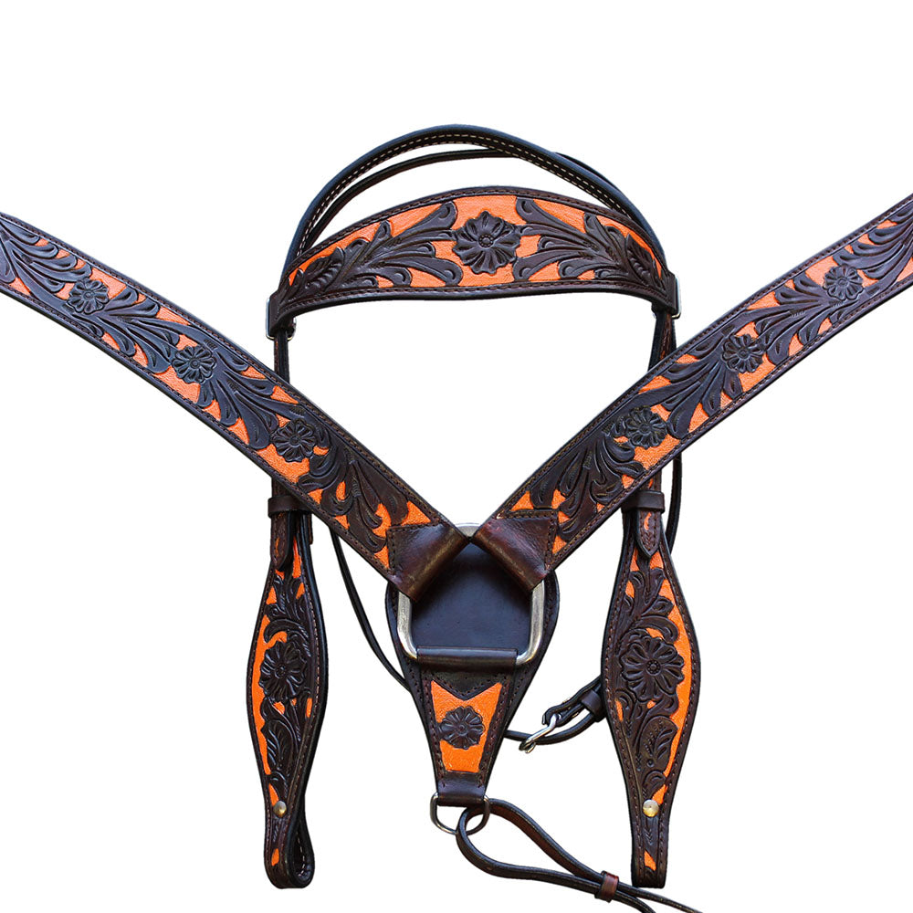 HILASON Western Horse Headstall Breast Collar Set Tack Genuine American Leather | For Horses Headstalls