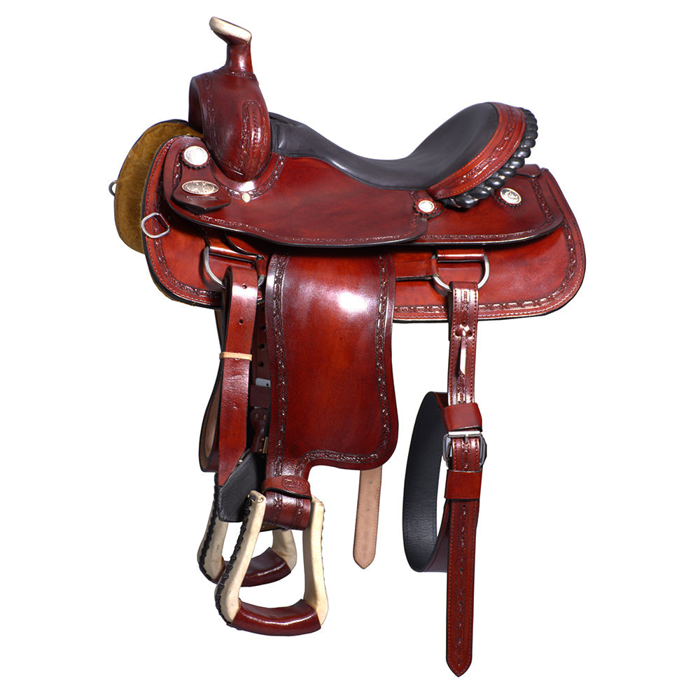 Western Horse Saddle American Leather Ranch Roping Trail Hilason Mahogany