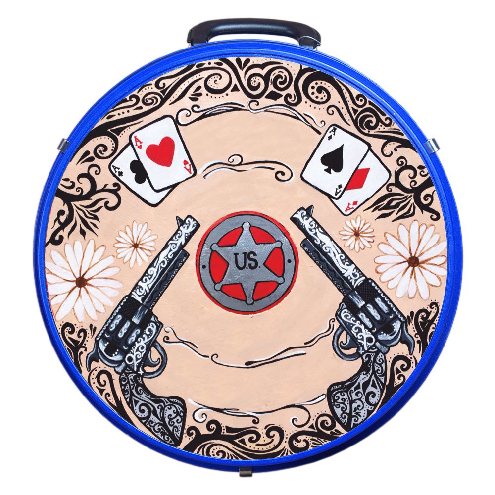 Hilason Medium 4 Rope Capacity Rope Can With Attractive Printed Genuine Leather Trim