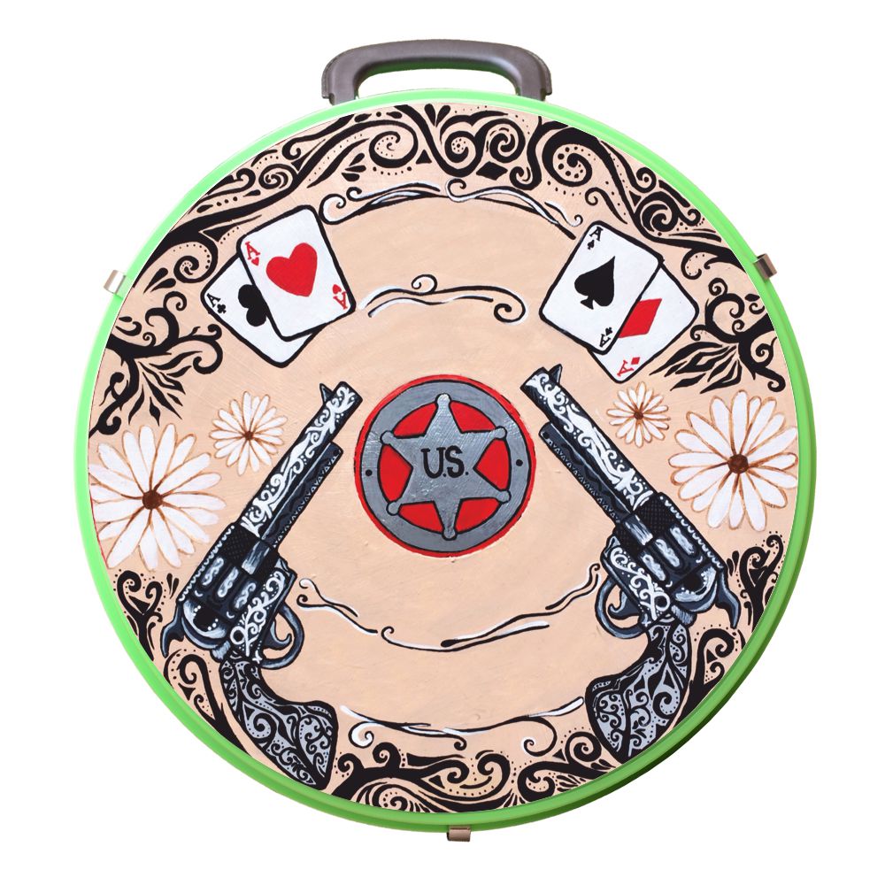 Hilason Medium 4 Rope Capacity Can With Attractive Printed Genuine Leather Trim