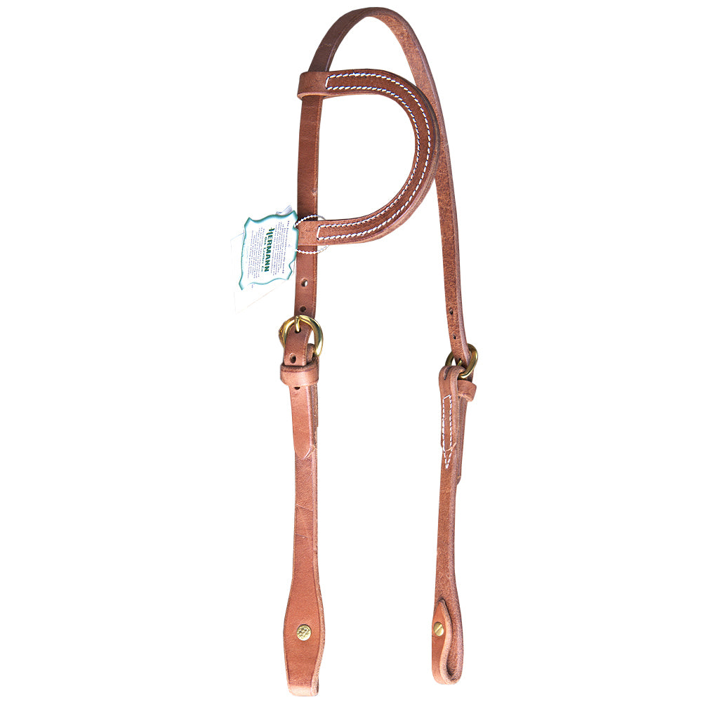 Hilason Hermann Oak Leather Chicago Screw One Ear Horse Headstall