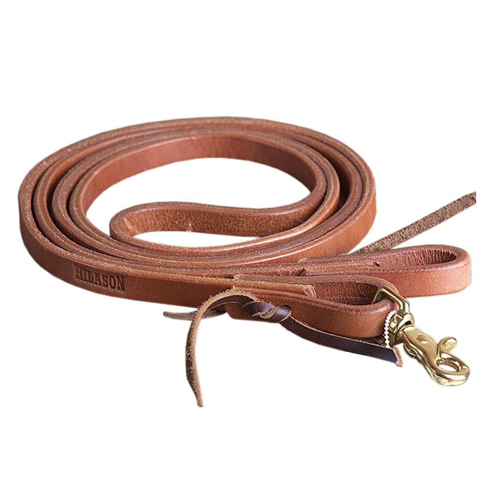 5/8" X8' Hilason Hermann Oak Leather Horse Roping Reins Waterloop Tie W/ Snap