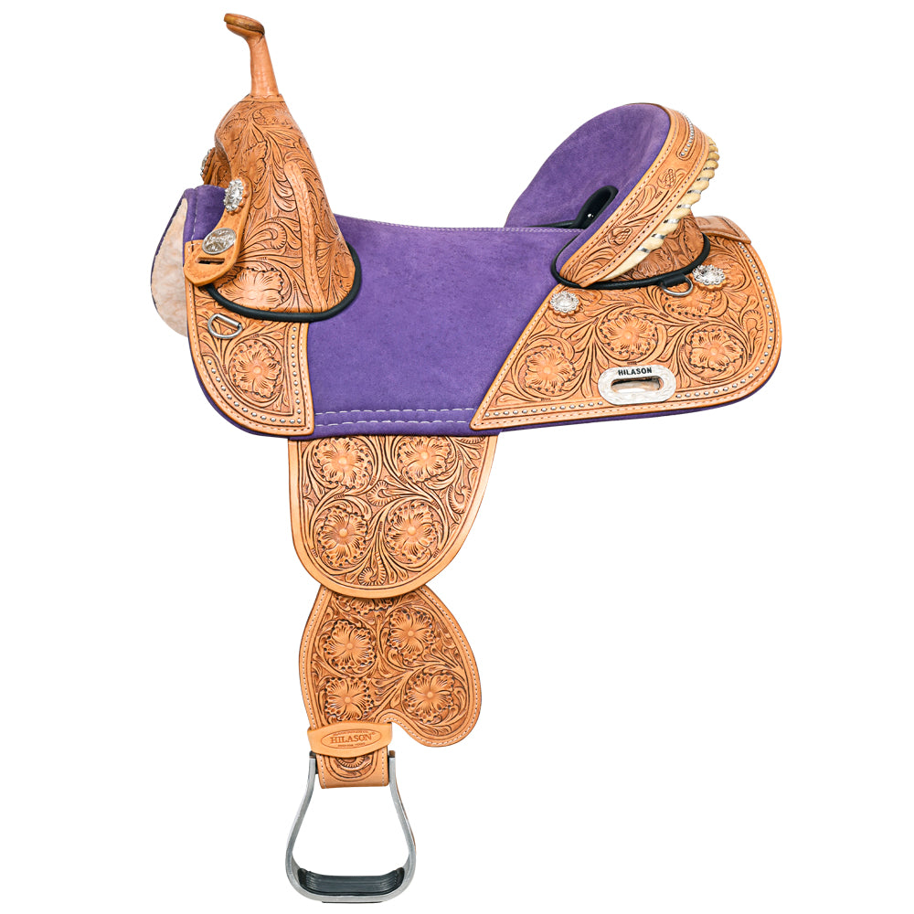 HILASON Western Horse Treeless Trail Barrel American Leather Saddle | for Horses